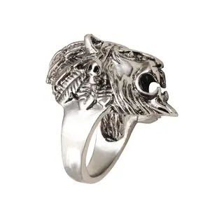 Винтажные кольца в виде головы льва в стиле хип-хоп, ювелирные изделия в форме животного, модные кольца в стиле панк для мужчин, золотистого, серебристого цвета 925 пробы