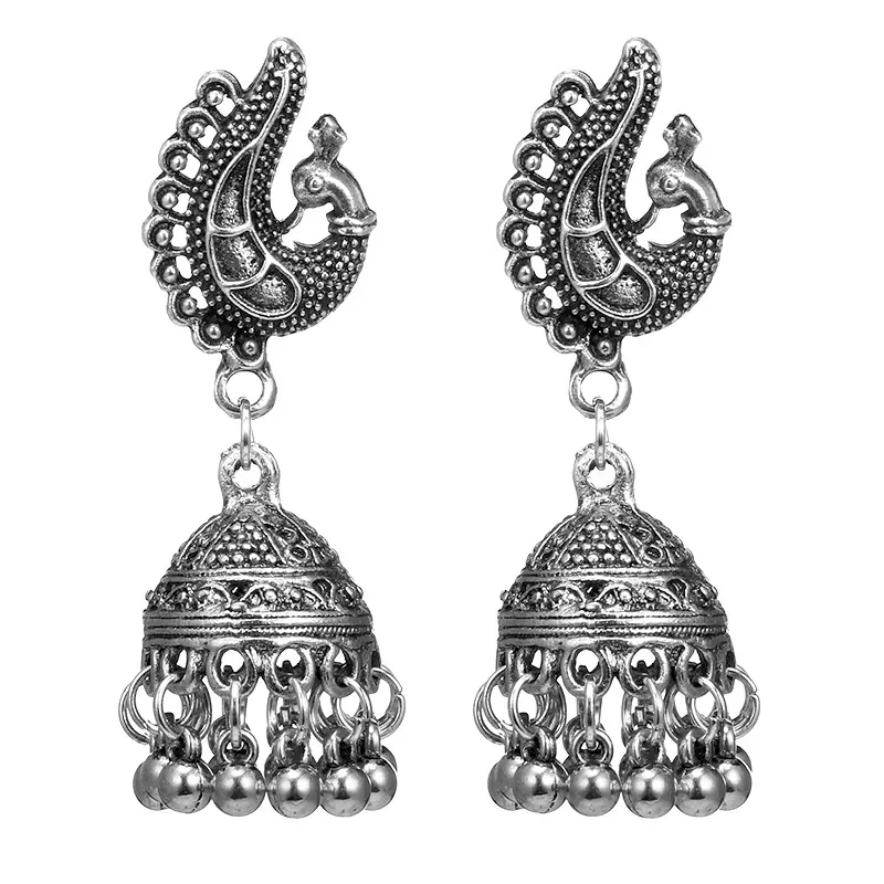 Ethnic Indian Birdcage Earring Women Antique Gold Silver Color Egypt Drop Earring Retro Vintage Boho Ancient Jewelry