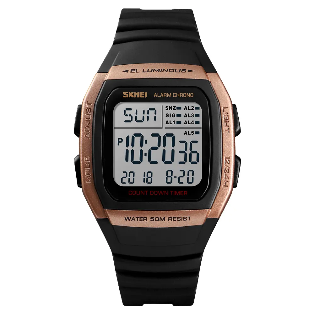 SKMEI 1278 Dual Time Alarm Count Down Electronic Watch Mens Digital Sport Wristwatch