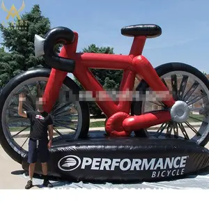 Pantalla al aire libre bicicleta inflable MODELO DE replice para la venta, a medida race game forma de bicicleta