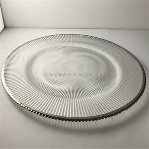 13 بوصة رخيصة فريدة من نوعها راي تصميم الذهب حافة واضحة طبق زجاجي حفل زفاف لوازم الديكور - Product Image 5