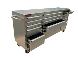 Armadio Portautensili Impermeabile con Piano in Legno di Gomma Spesso 40mm, 16 Cassetti, Ruote e Porta per Garage - Product Image 4