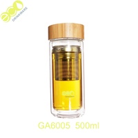 GA6005 No Minimum Wholesale Custom logo 500ML Glass Material Infused Water Drinking Bottles with Tea Infuser
