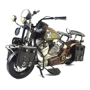 Wholesale Middle Size Iron Metal Crafts Motorbike 1:8 Scale Vintage Iron Metal Motorcycle Model For Home Decoration