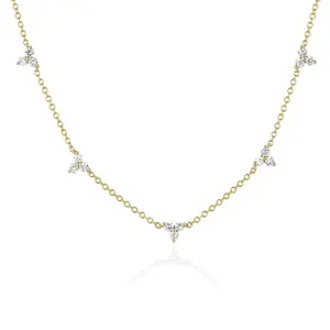 Gemnel classic 925 silver genuine diamond personal 14k solid gold chain necklace