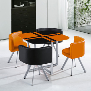 Giá Rẻ Bán Buôn Glass <span class=keywords><strong>Top</strong></span> Tiết Kiệm Không Gian Bàn Ăn Và 6 Ghế Đặt Phòng Ăn PU Da - Product Image 4