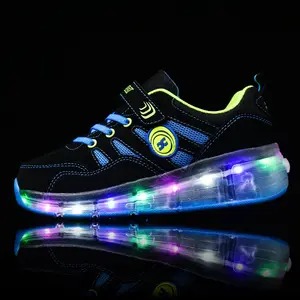 LED Beleuchtung Versenkbare Rad Roller Schuhe Für Kinder Kinder Licht Up Sohle Skate Sport Turnschuhe Heißer Verkauf