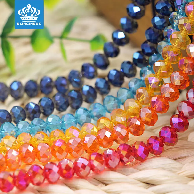 Perline di cristallo di vetro all'ingrosso di alta qualità Rondelle per la decorazione di gioielli fai da te