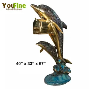 Buzón decorativo de bronce con forma de delfín para el hogar