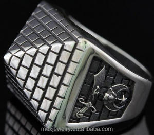 Bague en acier inoxydable pour hommes, personnalisée, avec marquage de la franc-maçonnerie, <span class=keywords><strong>Illuminati</strong></span> - Product Image 3