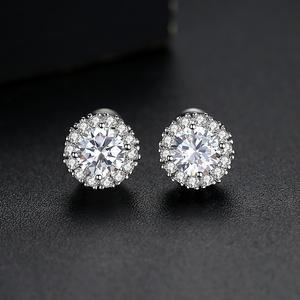 LUOTEEMI Bán Buôn Cổ Điển New 8 Mét Vòng Pha Lê Micro Pave Thiết Sang Trọng Thiết Kế Hình Học Bridal Jewelry Earrings Stud - Product Image 5