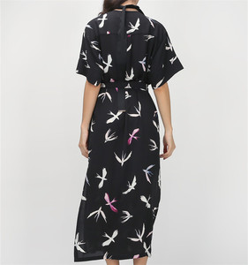 Ropa Femenina, Vestido Largo Holgado con Cinturón y Estampado de Kimono Japonés Original para Mujer, Verano - Product Image 4