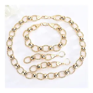 Wholesale Intalian 10k Real Oro Original 18k 22K Gold Pure Filled 14k Necklace Plated Jewelry Earrings Bracelet Set For Women
