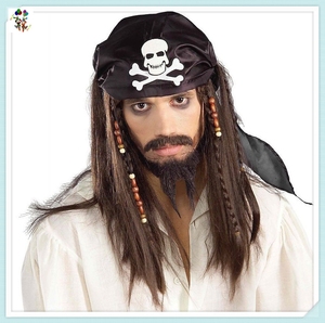 Caribbean <span class=keywords><strong>Pirate</strong></span> Mens Costume Party Fancy Dress Perruques synthétiques HPC-1243 - Product Image 2