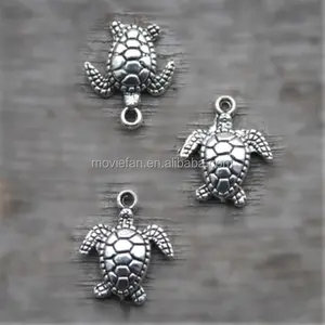 Encantos Antigo Tibetano Tom Silver Sea Turtle Tartaruga pingentes encantos Sea turtle 15x11mm