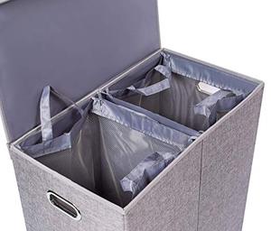 Wholesale Custom-Size Linen <strong>Double</strong> Laundry Hamper Foldable Oxford Home Organization <strong>Bin</strong> with Lid Reusable for Clothing - Product Image 3