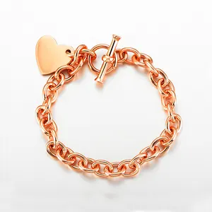 Fashion 925 sterling silver heart charms dubai new Big chain bracelet Brazilian gold jewelry