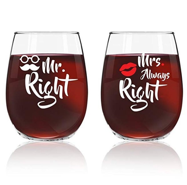 17oz Tumbler Bulk  Crystal Stemless Wine Glass  Mr and Mrs