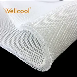 Wellcool washable hexagonal 3d 100% polyester 12mm thick mesh fabric for mattress and pillow