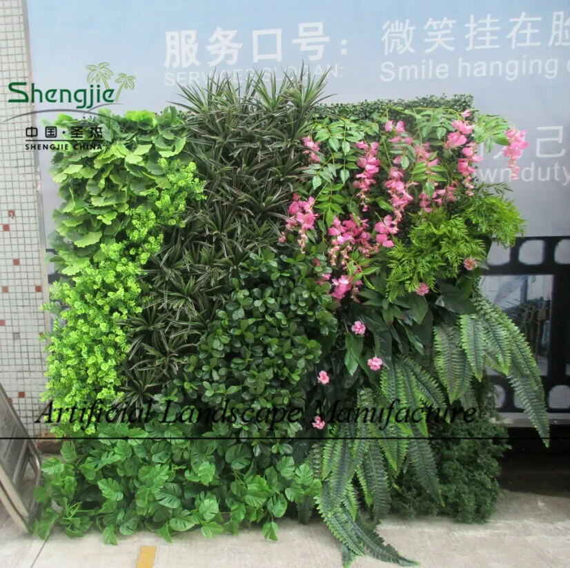 Parede verde artificial, planta falsa decoração