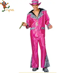 PGMC1267 costumi per abiti fantasia da uomo rosa gangster anni '70 per adulti