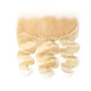 Großhandel 613 Blonde Farbe Über nacht Versand Körper Curly Illusion Dünne Haut Spitze Front Frontals