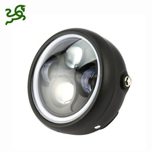 <span class=keywords><strong>Phare</strong></span> LED <span class=keywords><strong>rond</strong></span> de <span class=keywords><strong>moto</strong></span>, pour Cafe Racer, universel, avec yeux d'ange, pouces - Product Image 2