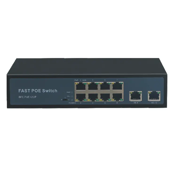 Gxcom Technologie lange afstand 250 m fast Ethernet 8 Port 10/100 M PoE switch met uplink poort