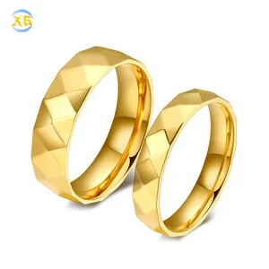 Mehrere Scheibe Gold Überzogene Engagement Schmuck Edelstahl Einfache Paar Ringe