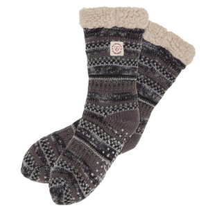 Women's Fancy <strong>Fairisle</strong> Sweater Blizzard Plush Cozy Sherpa Lining Knitted Slipper <strong>Socks</strong> with Non-slip Silicone logo Sole - Product Image 3
