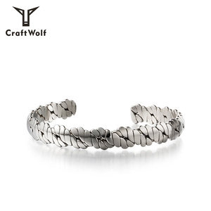 Gelang Minimalis Fashion Craft Wolf 2024 untuk Wanita & Pria, Lapis Emas 18K & Perak, Baja Anti Karat, Bentuk Tidak Beraturan - Product Image 5