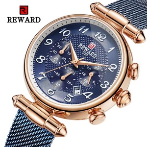 Ricompensa Orologi <span class=keywords><strong>da</strong></span> Donna di Moda In Oro Rosa Signore della Vigilanza del Quarzo In Acciaio del Braccialetto Della Maglia di Qualità Casual Femminile Impermeabile Della Vigilanza del Vestito - Product Image 3
