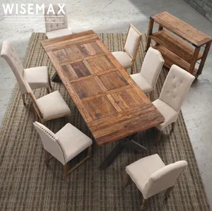 Tavolo da pranzo in legno di pino in stile americano con mobili da ristorante in legno massello con gamba in metallo