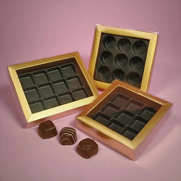 Goud Chocolade Mint Lade Set Up Box Zwart Vorm Insert Verpakking Food Grade Materiaal