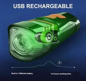 自行车速度计设置前Led手电筒大灯USB可充电自行车灯和喇叭 - Product Image 5
