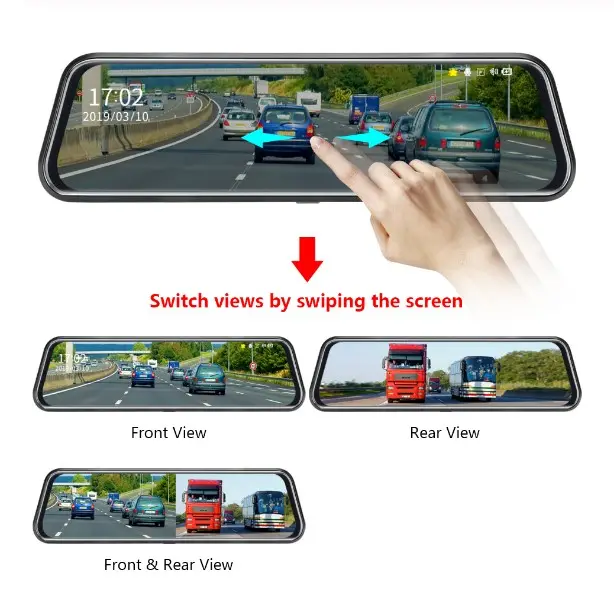 Streaming video 10'' zoll touchscreen rück dash cam dvr auto spiegel kamera