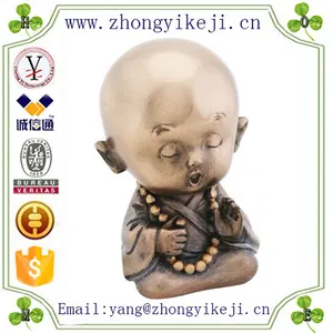 fábrica china por encargo hecho a mano tallada recuerdo de encargo de recoger Plata polyresin baby buddha statue