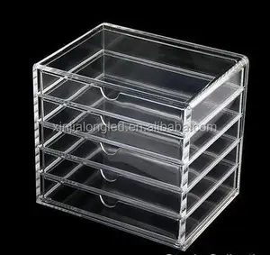 Acrylic Cosmetics Organizer Box with 5 Drawers Clear Acrylic Jewelry Chest with Drawers