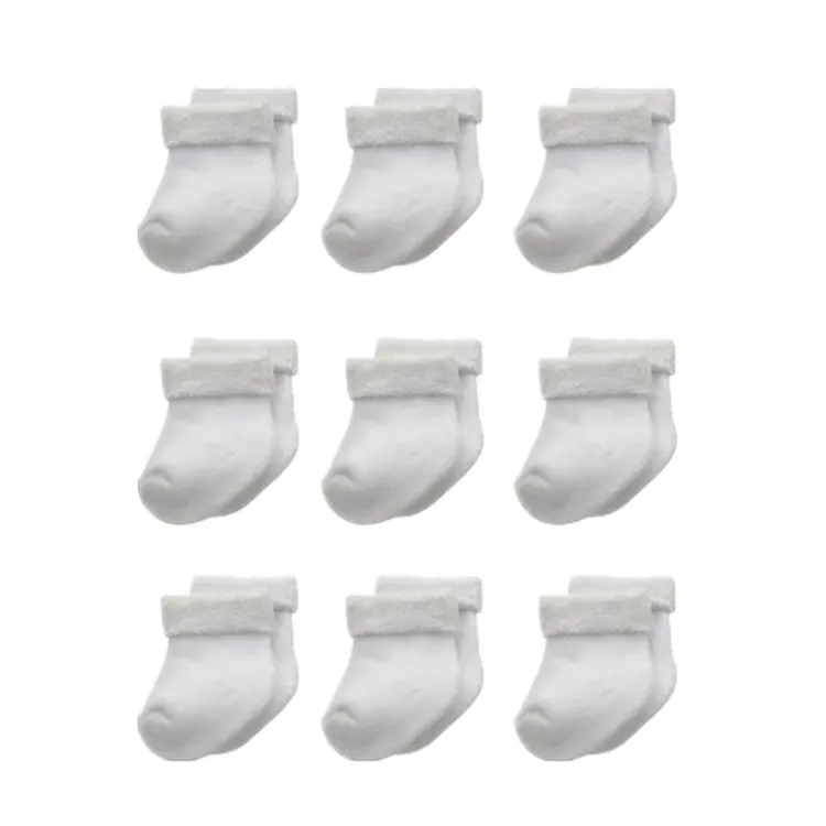 Wholesale terry thermal Cotton Plain White Baby infants Toddlers ankle recycled bombas Socks for winter