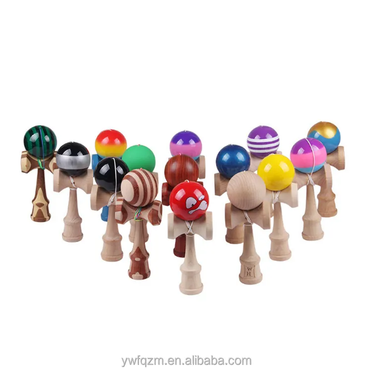 Mata kayu grosir mainan Kendama kustom permainan keterampilan tradisional mainan kayu Jepang untuk anak-anak & dewasa