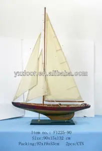 antiquariato nave modello 90 centimetri di lunghezza a vela di legno modello di nave