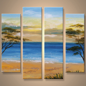 100% Handmade pittura popolare paesaggio marino di disegno per il salone - Product Image 1