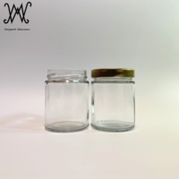 250ml Straight Sided Round clear Glass Honey Food Jam Jar with Twist off Lug Gold Metal Lid