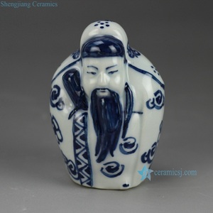 Statua in Ceramica Dipinta a Mano Blu e Bianca di Fukurokuju, Divinità <span class=keywords><strong>Orientale</strong></span> Tradizionale Cinese RZGB02 - Product Image 4
