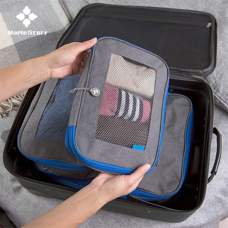 3 Set Tas Kemasan Kubus Tahan Lama Perjalanan dengan Tas Laundry Tas Penyimpanan Perjalanan Multifungsi Kantung Kemasan Perjalanan