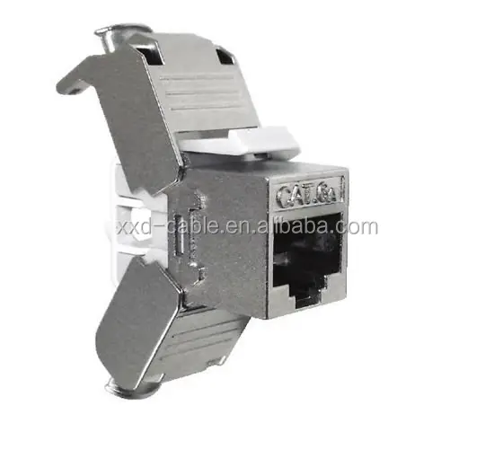 XXD factory design OEM cablaggio di rete 50U connettore RJ45 180 gradi Toolless Dual IDC FTP kirsite Cat6A Keystone Jack