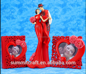 Traditional Chinese wedding resin bride and groom dress out figures - Product Image 1