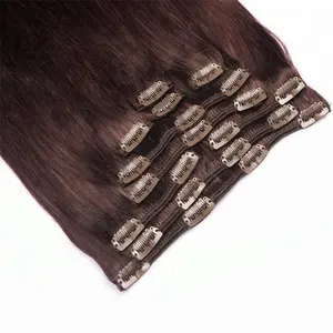 Factory Double Drawn Clip-ins Extension 100% Natural Virgin Raw Human Hair Clip In Hair Extention