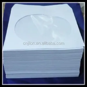 100 CD / DVD Bianco Maniche di Carta con Fold over chiusura con Patta e Finestra Trasparente