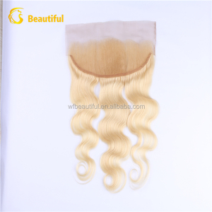 Barato al por mayor brasileña onda del cuerpo del pelo que teje 613 color llena del cordón del pelo de cierre - Product Image 1
